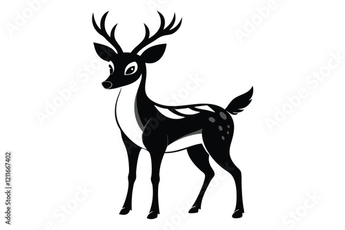 deer in woods silhouette on white background