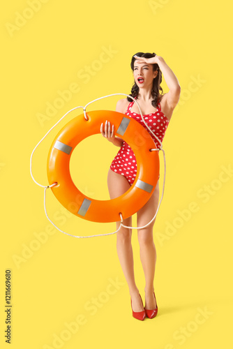 Beautiful pin-up lifeguard ...