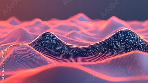 Abstract glowing data wavescape, digital landscape, tech background, website banner
