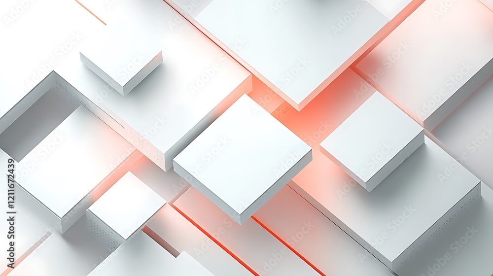Abstract white geometric shapes with orange accents Abstract white geometric shapes with orange accents