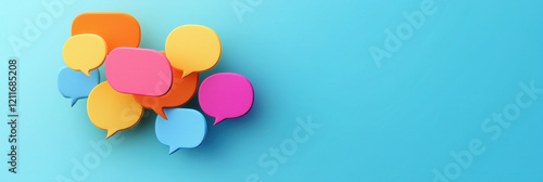 Vibrant speech bubbles on blue background