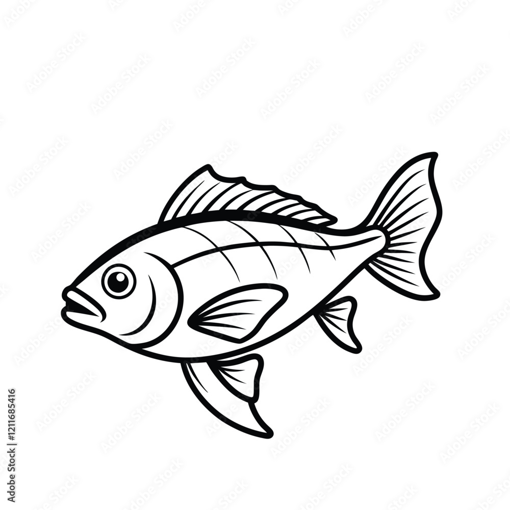 Fototapeta premium fish isolated silhouette line art vector
