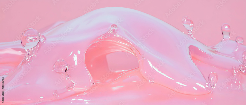 Melting bubblegum creating a gooey, runny consistency on a pink surface Melting bubblegum creating a gooey, runny consistency on a pink surface