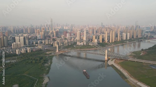 Wuhan Landmark Hanjiang Bay Bridge Aerial Photography photo