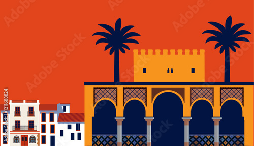 spanish cityscape vector banner