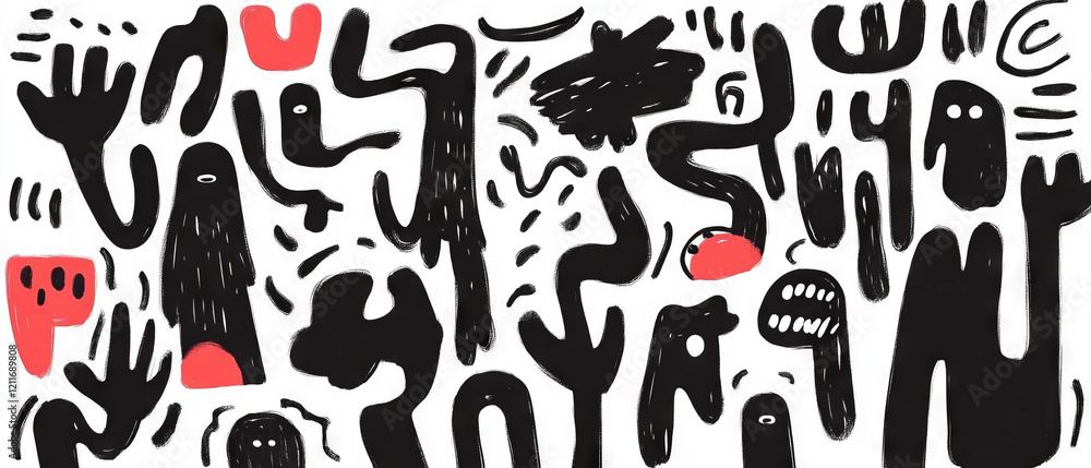 Exploration of bold textures and simple shapes in cartoon character designs