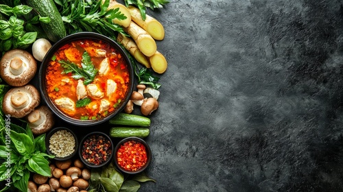 Displaying Soup with Fresh Ingredients