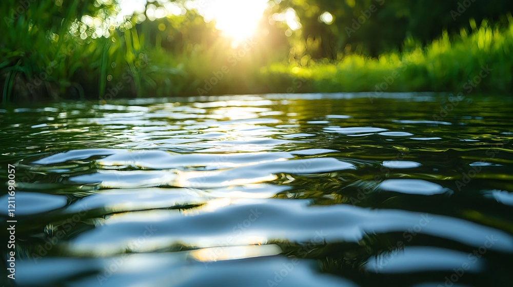 Serene Reflection of Sunlight on Calm Water Surface in Nature Serene Reflection of Sunlight on Calm Water Surface in Nature