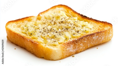 Wallpaper Mural A close-up of a slice of golden-brown toast topped with creamy avocado and a sprinkle of salt, set against a bright white background, highlighting a healthy breakfast option. Torontodigital.ca