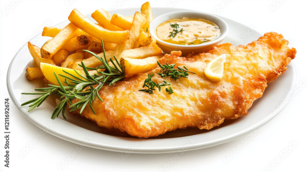 authentic british fish and chips meal with crispy battered fish fillets authentic british fish and chips meal with crispy battered fish fillets