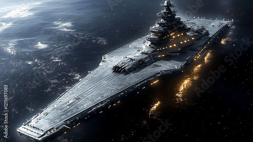 Futuristic Aircraft Carrier: A Digital Masterpiece photo