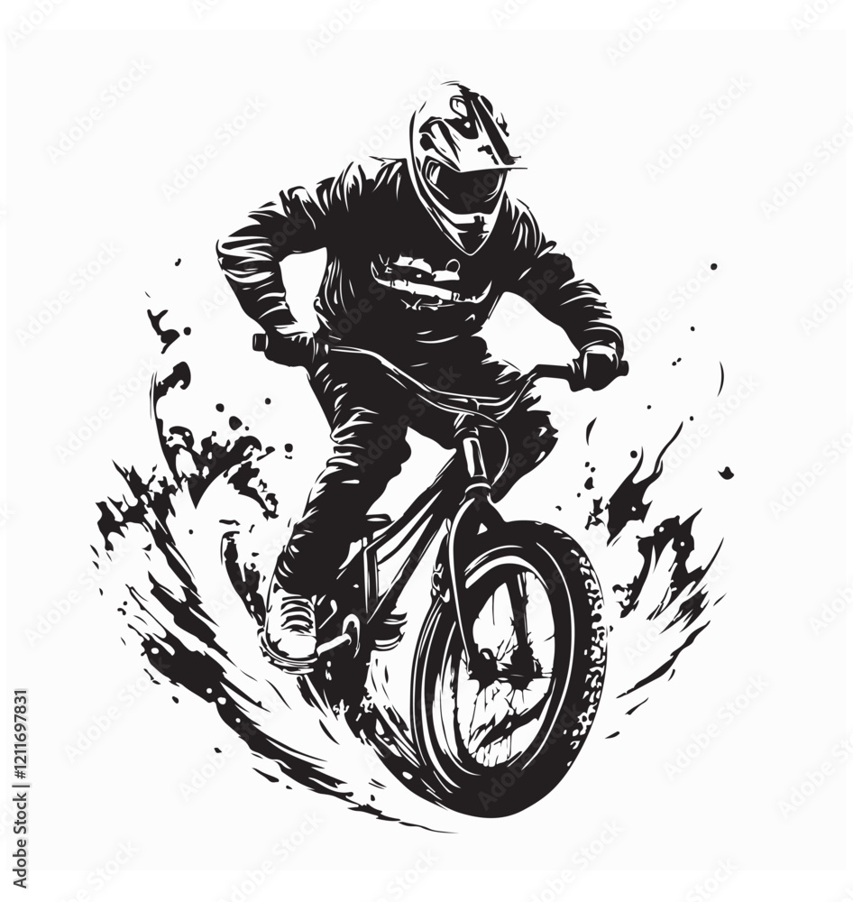 Naklejka premium Young Man Performing Stunts on a BMX Bike with Energy and Passion vector image isolated on white background.