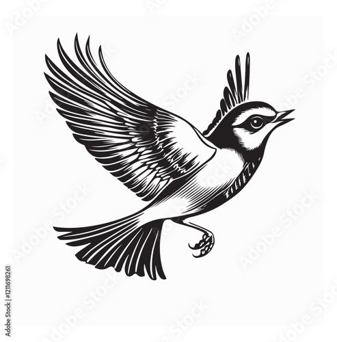Skylark Flying vector image. Skylark Flying image Illustration on white background.