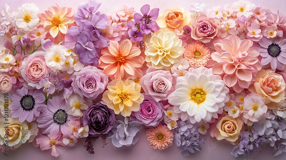 A pastel colored background with delicate flowers A pastel colored background with delicate flowers