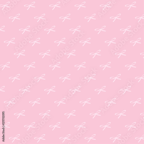 Cute pink coquette ribbon bow seamless pattern.