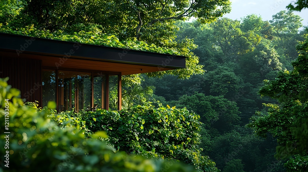 Modern Architecture Surrounded by Lush Green Forest Landscape Modern Architecture Surrounded by Lush Green Forest Landscape