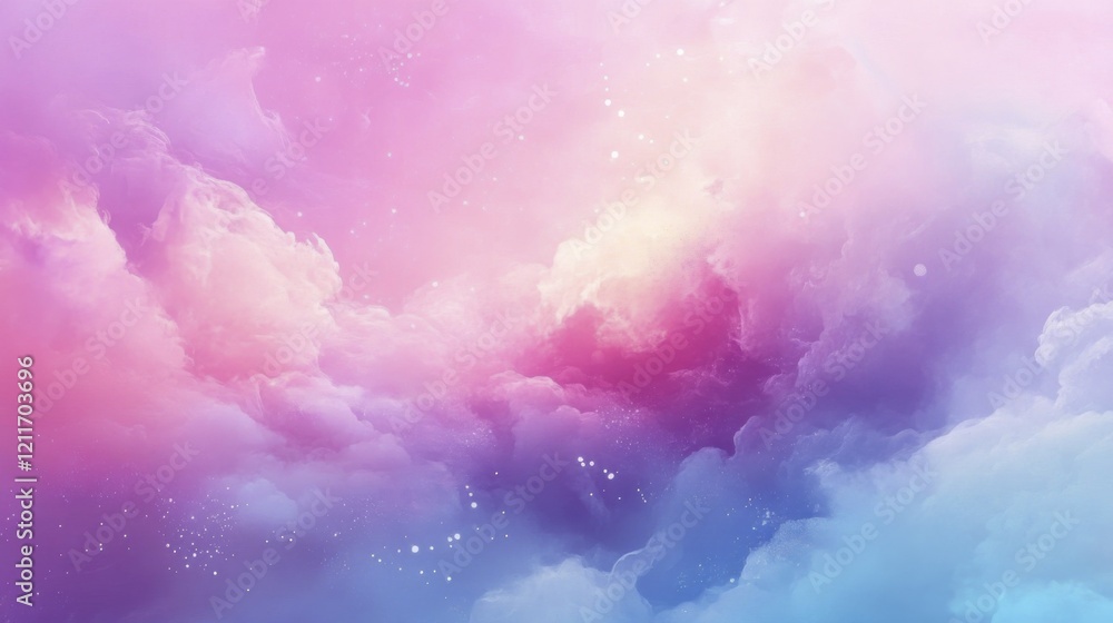 Fototapeta premium Dreamy pastel clouds with pink and purple hues in a fantasy sky