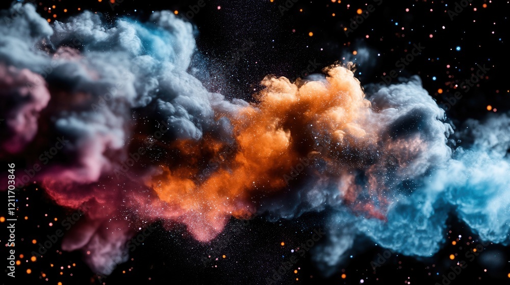 Colorful cosmic clouds create a vibrant space scene. Colorful cosmic clouds create a vibrant space scene.