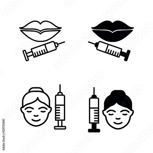 Beauty injection icon set color editable