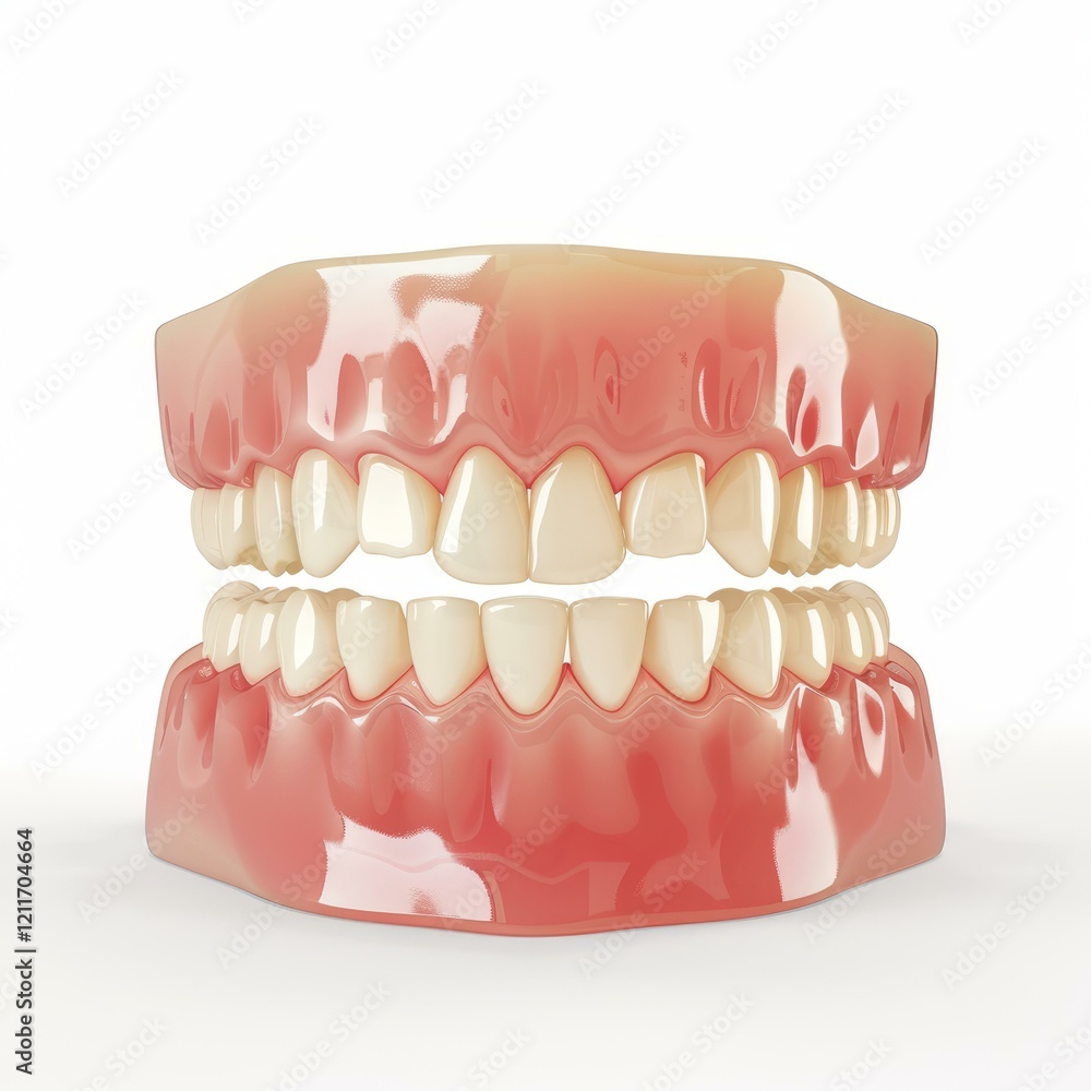 Realistic 3d rendering of healthy teeth and gums showing perfect occlusion, isolated on white background Realistic 3d rendering of healthy teeth and gums showing perfect occlusion, isolated on white background