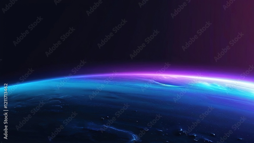 Obraz premium Planet sunrise, space view, cosmic background, futuristic wallpaper