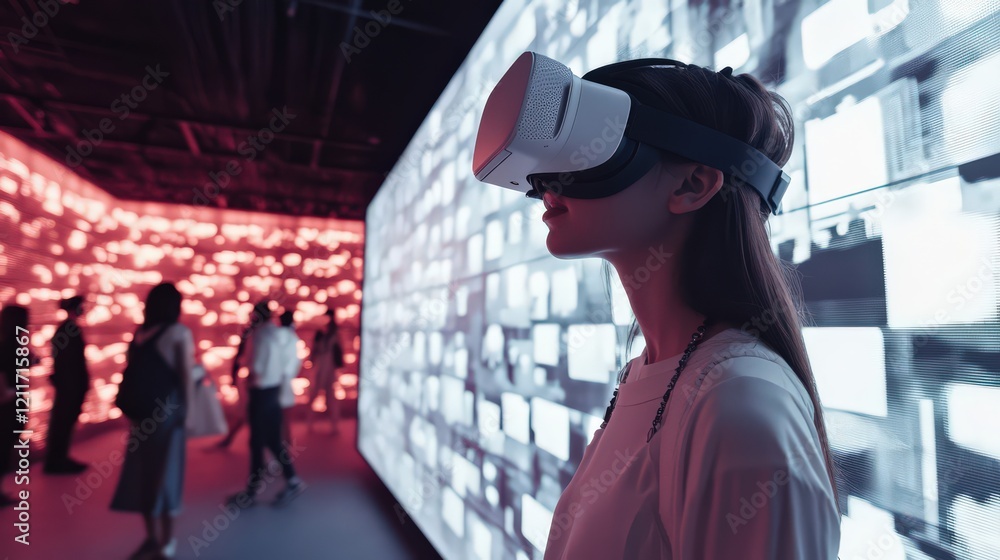 Designers showcasing AI-driven art installations in an avant-garde gallery. Designers showcasing AI-driven art installations in an avant-garde gallery.