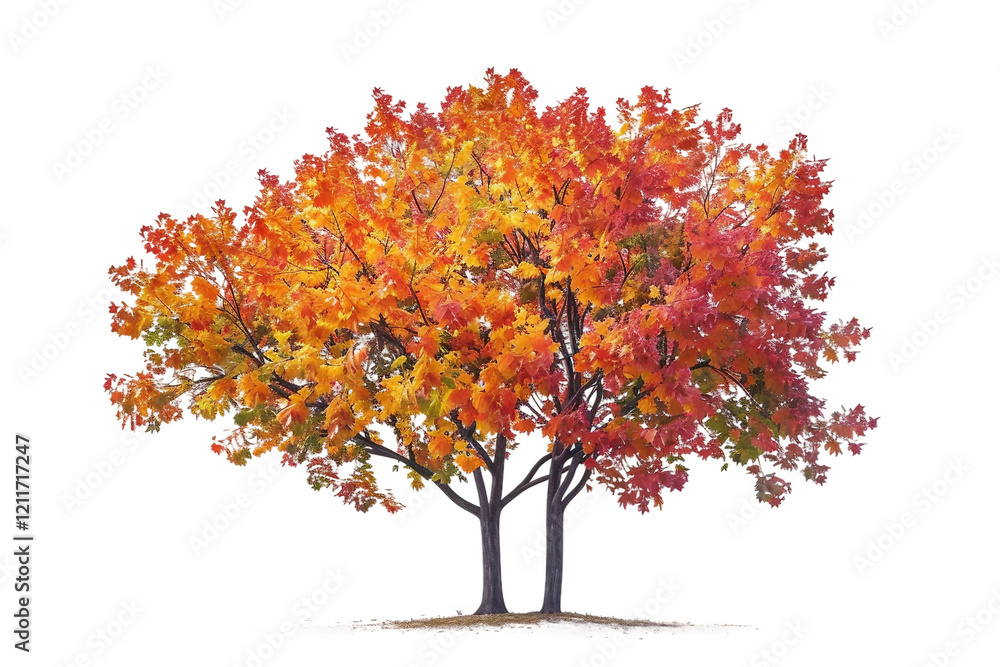 Fototapeta premium Maple Trees with Lush Fall Foliage in Brilliant Autumn Hues isolated on transparent background