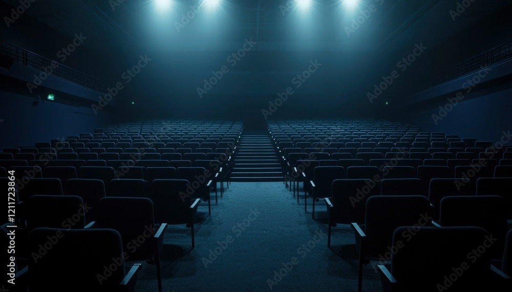 Fototapeta premium Empty Theater Seats Illuminated By Spotlights
