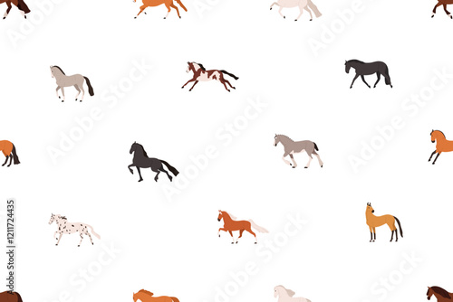 Horse print. Seamless equine pattern. Endless background, repeating design wi...