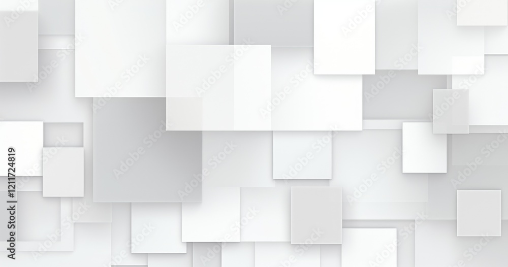 Abstract composition of overlapping white squares and rectangles in varying shades of gray. Abstract composition of overlapping white squares and rectangles in varying shades of gray.
