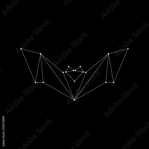 Bat, Flying Fox Polygonal Lines, can use for Logo, Pictogram, Nocturnal Animal Figure, Website, Apps, or Graphic Design Element. Vector Illustration