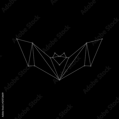 Bat, Flying Fox Polygonal Lines, can use for Logo, Pictogram, Nocturnal Animal Figure, Website, Apps, or Graphic Design Element. Vector Illustration