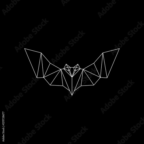 Bat, Flying Fox Polygonal Lines, can use for Logo, Pictogram, Nocturnal Animal Figure, Website, Apps, or Graphic Design Element. Vector Illustration