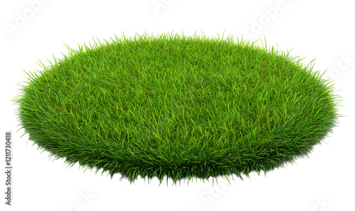 Lush green grass tuft, isolated, nature background, game asset