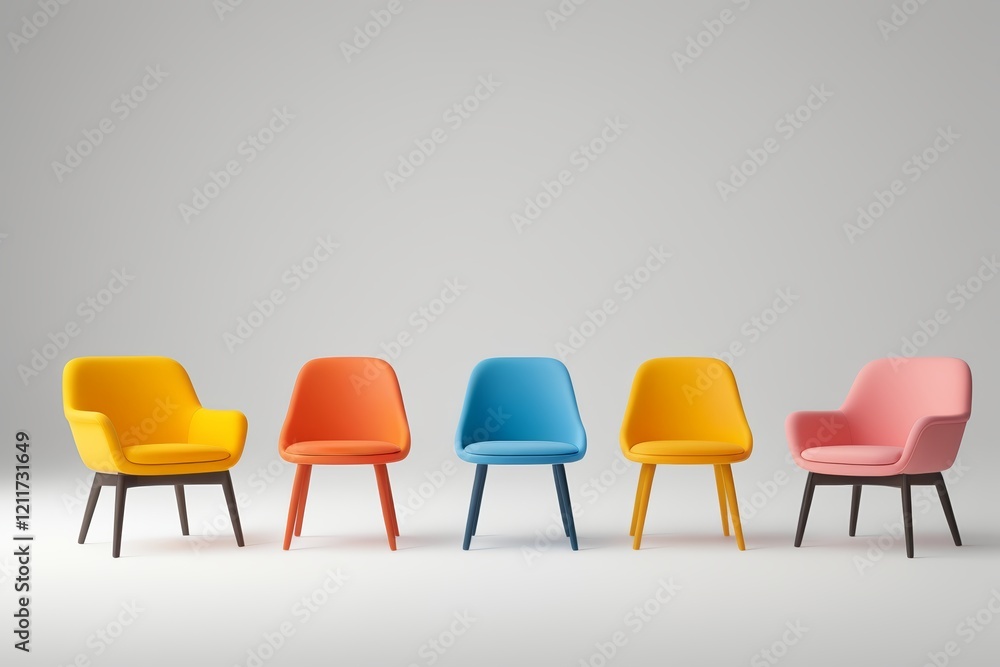 Obraz premium a close up of a row of chairs with different colors
