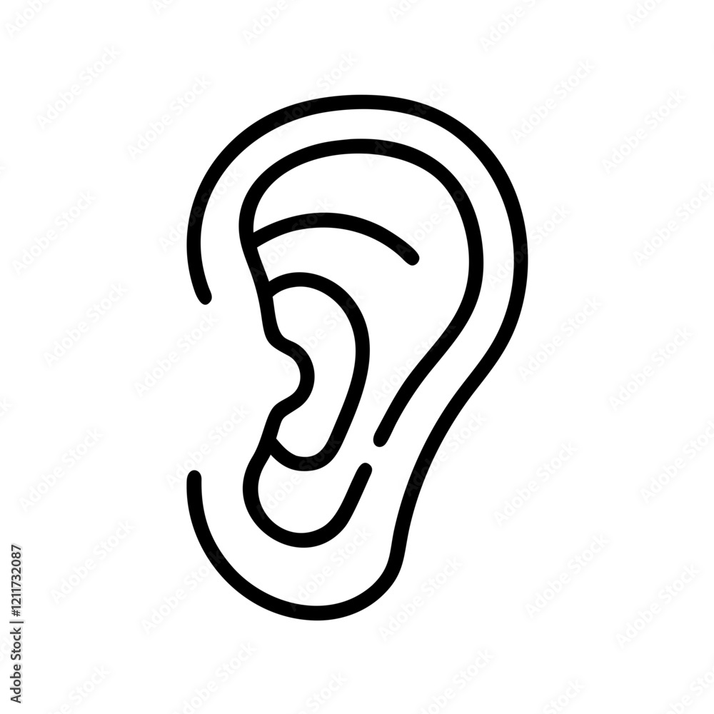 Ear icon on a transparent background, medical concept Ear icon on a transparent background, medical concept
