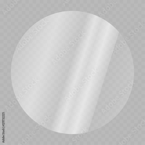  Beautiful realistic reflection. The texture of round glass plate. Stock vector illustration	