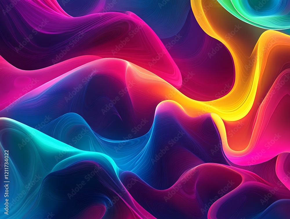 Obraz premium Neon Explosion Featuring Bright Vibrant Glowing Abstract Radiant Patterns