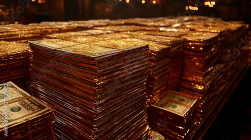 Golden Stacks of Wealth: A Glimpse into the World of High Finance and Luxurious Assets