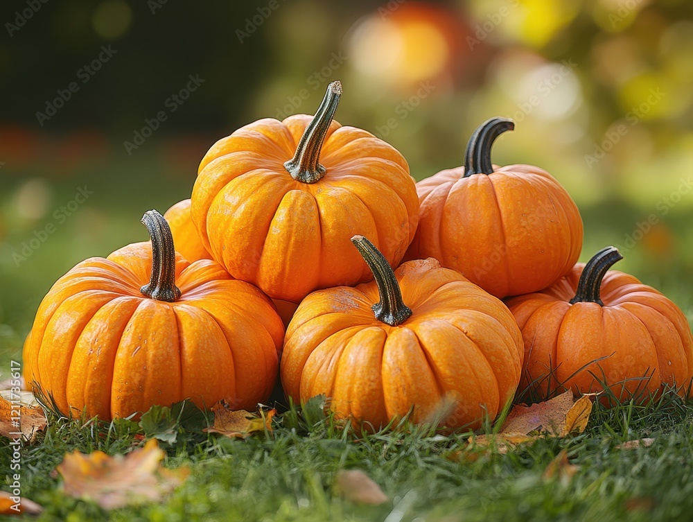 A pile of orange pumpkins creating a festive Halloween and Thanksgiving decoration A pile of orange pumpkins creating a festive Halloween and Thanksgiving decoration