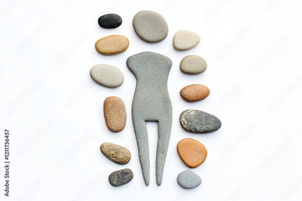 Stone figure of a woman on white background. Stone figure of a woman on white background.