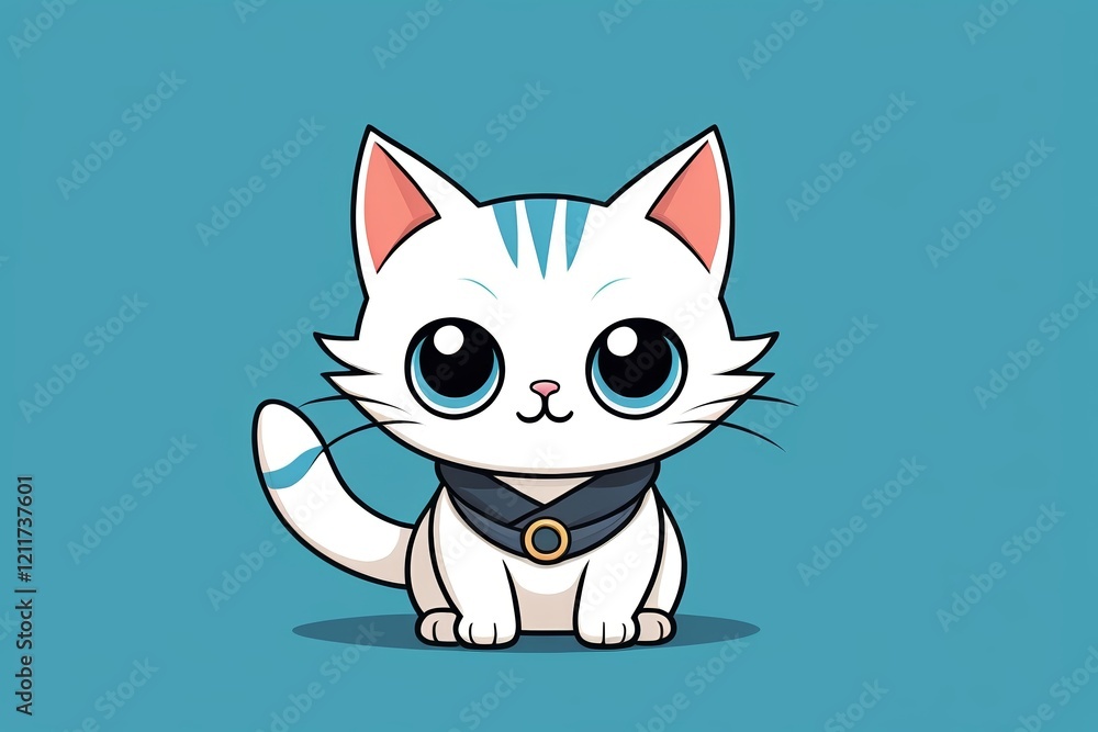 cartoon cat with collar and collar around its neck cartoon cat with collar and collar around its neck
