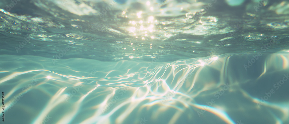 Rippling water reflects sunlight creating a serene underwater texture Rippling water reflects sunlight creating a serene underwater texture