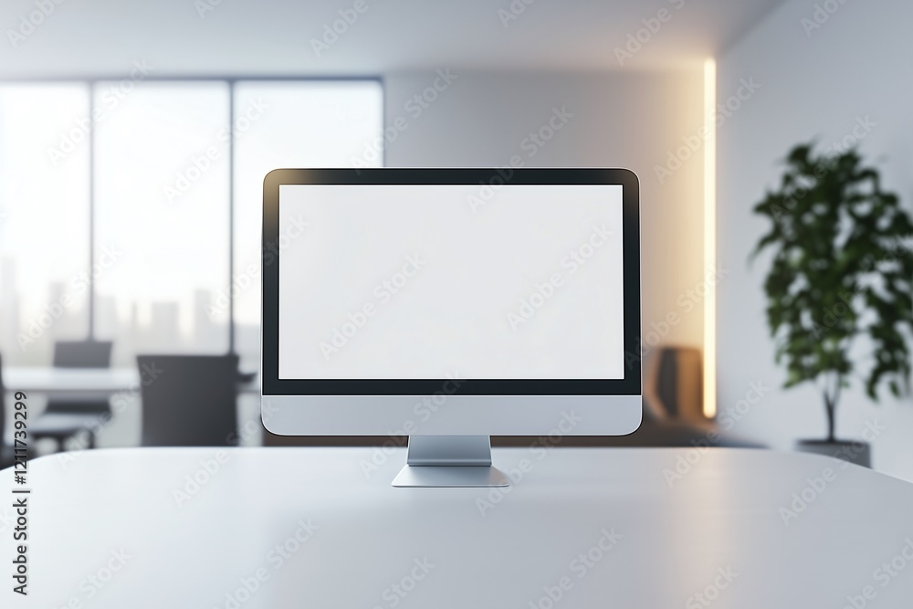 Modern workspace setup office digital display professional environment perspective technology focus Modern workspace setup office digital display professional environment perspective technology focus
