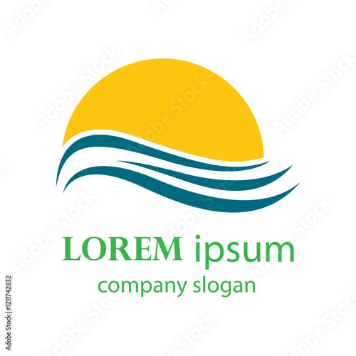 beautiful sea sunset view logo design