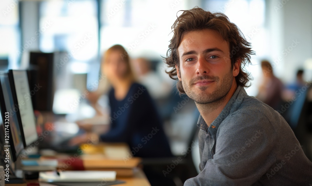 Obraz premium Team work discussion in modern office