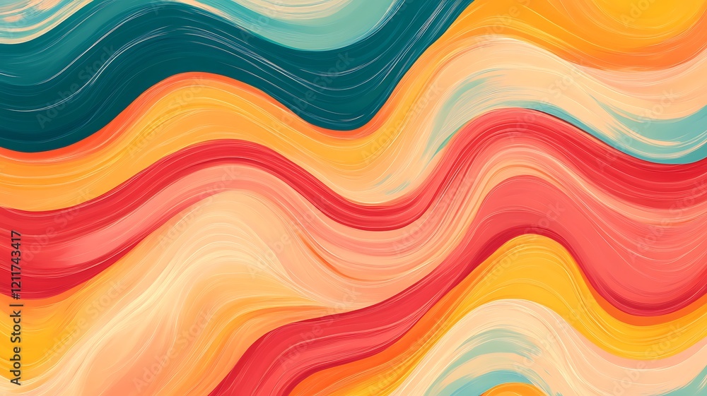 Abstract Colorful Waves Painted Texture Design Abstract Colorful Waves Painted Texture Design