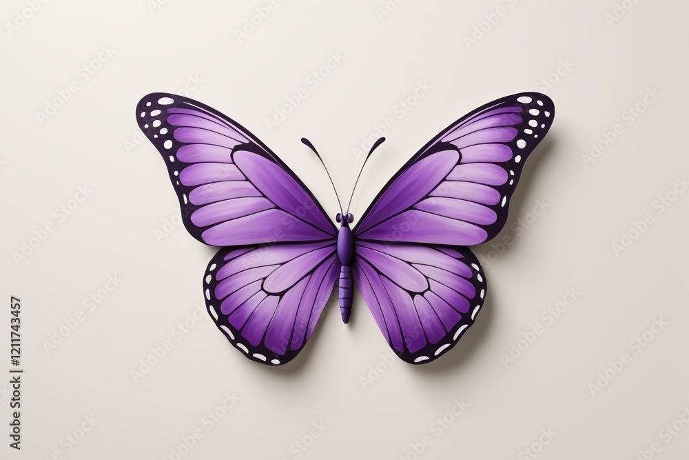 Fototapeta premium purple butterfly with black spots on wings on a white surface