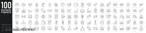 Business finance line editable icons set. Vector illustration in modern thin line style of business and finance icons. Financial tools, business operations, growth analysis - stock vector