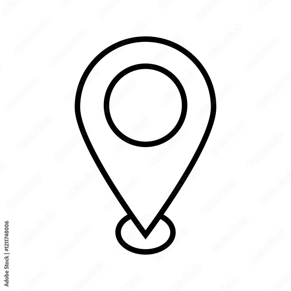map pin icon vector simple black line white background map pin icon vector simple black line white background